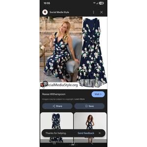 Draper James Navy Blue Floral Multi Midi Wrap Dress Size M Reese Witherspoon